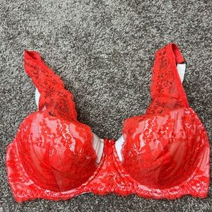 Mimi Holliday Satin & Lace cupped bra, cream and orange 32 DD